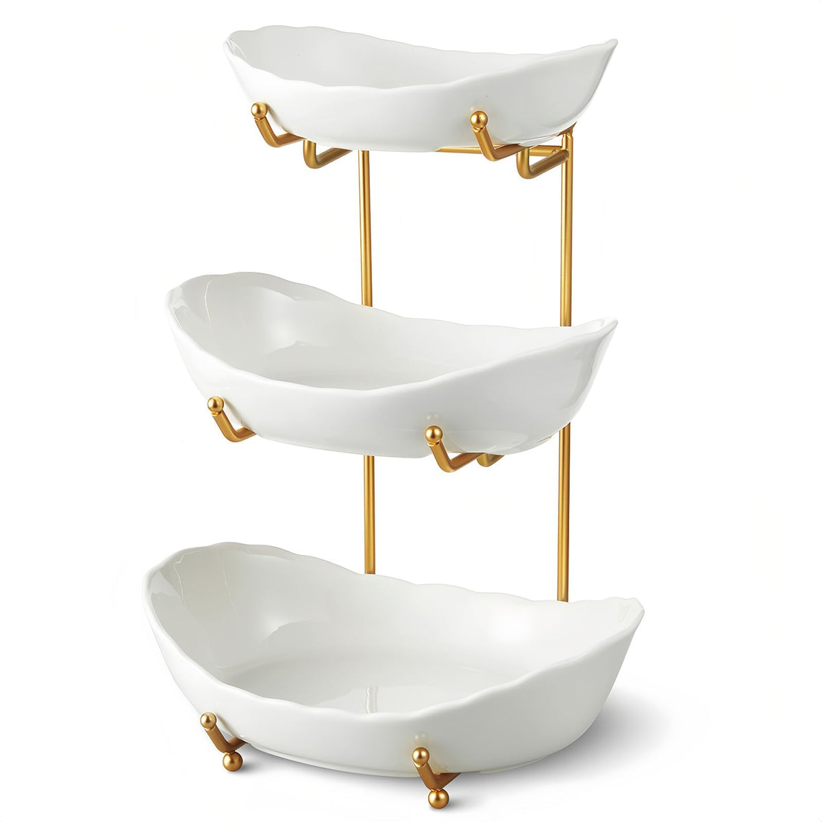 HOMKULA 3 Tier Fruit Basket, Ceramic Fruit Bowl for Kitchen Counter 6