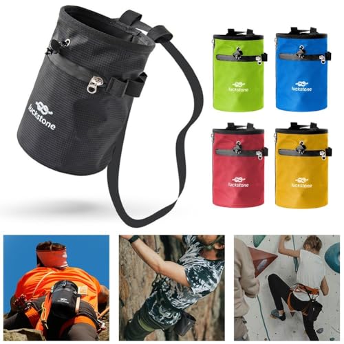 Climbing Chalk Bag, Anti-Leak Drawstring, 420D Oxford with Phone Pocket, for Rock Climbing Gym Weightlifting Bouldering(Red) - size: Red