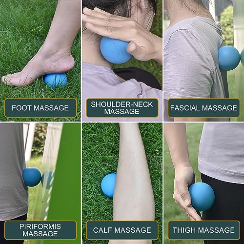 Massage Lacrosse Balls for Myofascial Release (2Pack, Rose Red and Purple) | Yoga Deep Tissue Massage,Trigger Point Therapy and Foot Plantar Fasciitis,Muscle Soreness Massager Ball - color: Rose Red/Purple