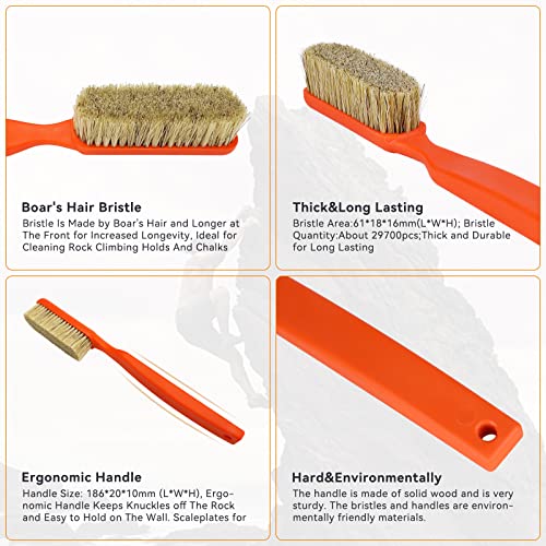 TWO STONES Climbing Chalk Brush with Thick Ultra Durable Boar's Hair Bristles, Bouldering Brush with Ergonomic Handle Portable with Climbing Chalk Bag(Not Included) for Climbing Wall Holds - color: Mixed 6 Colors