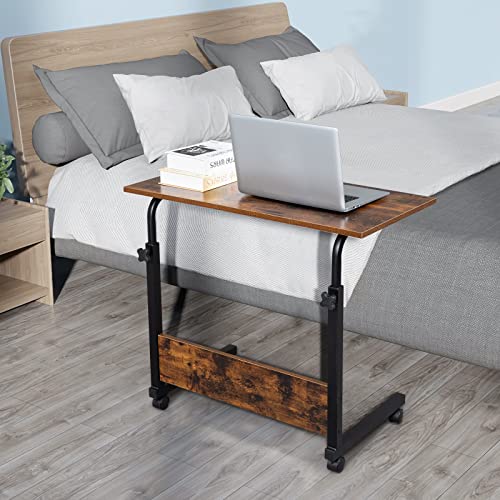 Adjustable Height Mobile Computer Desk, Rolling Laptop Stand Cart, Portable Standing Desk, Overbed Bedside Table - color: B