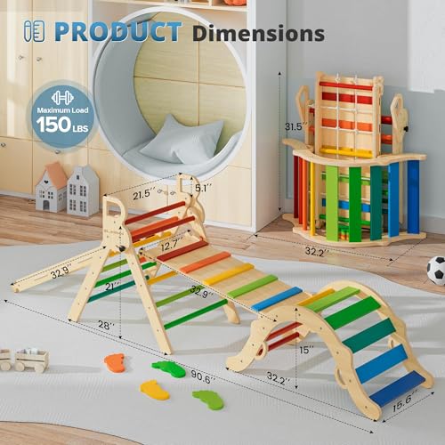 10-in-1 Pikler Triangle Set, Climbing Toys for Kids Neon Aurora - color: Neon Aurora