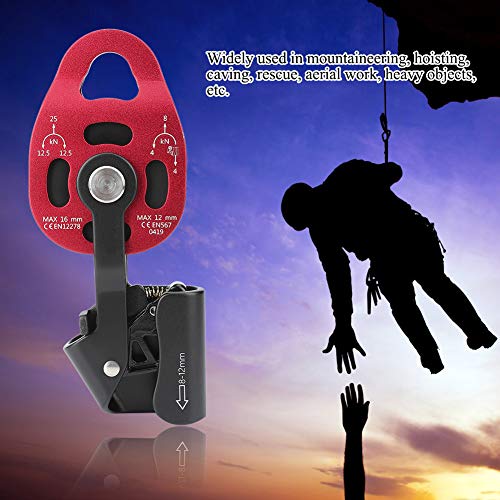 Climbing Pulley,4KN Aluminium Heavy Duty Single Swivel Rope Pulley Block for 8-12mm Rope Climbing Pulley