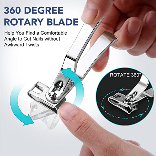 Toenail Clippers for Seniors Thick Toenails - Wide Jaw Opening Large Toe Nail Clippers for Thick Ingrown Nails, Professional Sharp Heavy Duty Nail Clipper Cutter for Mens Seniors with Leather Case - style: 6PCS Toenail Clippers