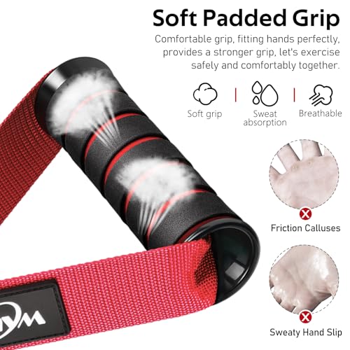 Exercise Handles, Cable Machine Handles for Gym Cable Attachments Training | 2 Pack Heavy Duty Handle with Non Slip Grip for Cable Machines, Pull Down Workouts, Resistance Bands and Home Gym Equipment - color: Red