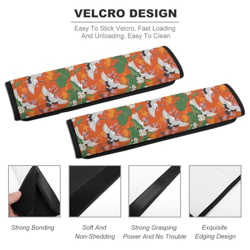 1 Pair Soft Padded Seat Belt Cover for Child, Most Cars, Japanese Crane Shoulder Harness Cover, Neck and Shoulder Support - color: Pattern 1208