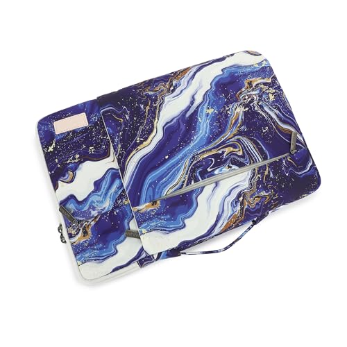 360° Protective Laptop Sleeve Case Bag with 3 Pockets,Handle and Luggage Strap for MacBook Air 13 inch,13.3 inch HP Dell Lenovo Notebook (Blue Marble) - color: Blue Marble, size: 12.5 inch-13.5 inch