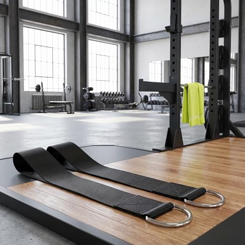 ibasenice 2pcs Dumbbell Loading Strap for Barbell: Fitness Loading Strap for Dip Belt - 30" Weight Plate Band fits Gym Fitness Powerlifting Squat, Black