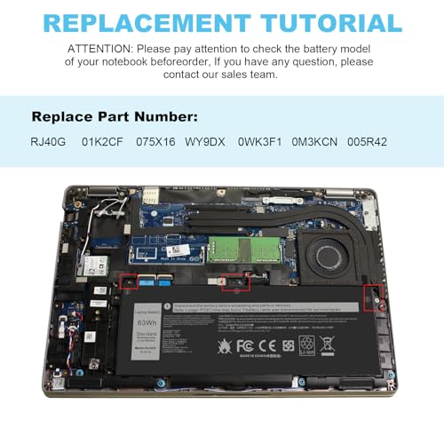 Fancy Buying RJ40G Laptop Battery for Dell Latitude 14 5420 Latitude 15 5520 Precision 15 3560 Series Laptop 01K2CF 075X16 WY9DX P137G P137G001 P104F P104F001 0WK3F1 0M3KCN 005R42 F3T9T 7RV10 - size: 9.64*3.78*0.23inch