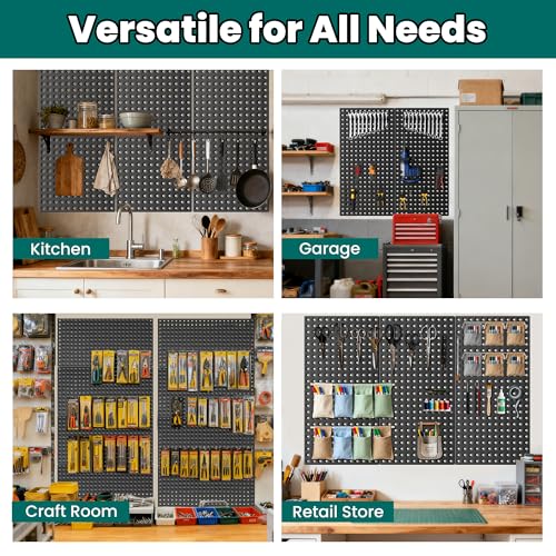 EVERHANGER Metal Pegboard Panels 24" x 12", Heavy Duty Steel Peg Boards for Garage, Pegboard Wall Organizer for Tool Storage and Organization, Black, 3 Pack - size: 3 Pack 24" x 12"