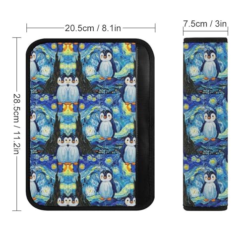 2 Pack Penguin Starry Night Car Seat Belt Pad Universal Soft and Comfortable Harness Pads Strap for Adult Use, Most Cars, Easy Install (No Tool) - color: Pattern 31