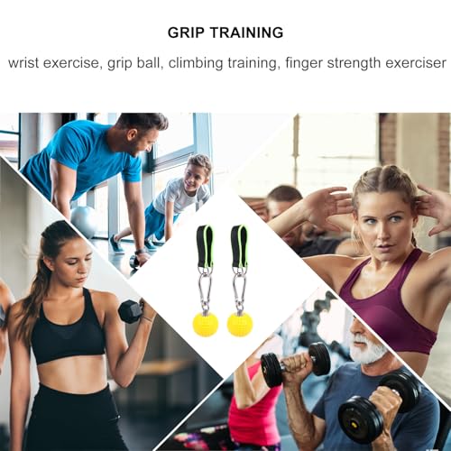 Mikinona Wrist Exercise Grip Ball with Hanging Rings, Hand Grip Training Ball for Climbing and Finger Strength, Strength Exerciser for Pull-up and Rock Climbing Training Random Color