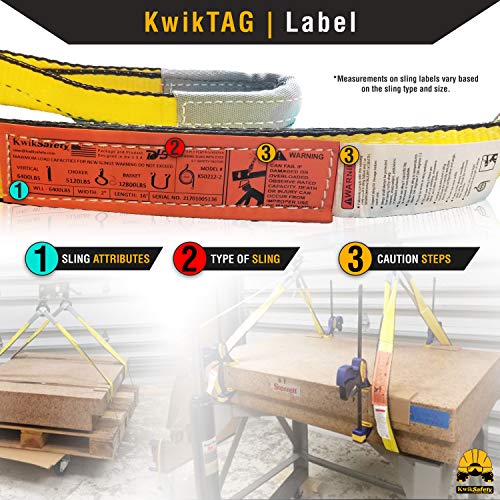 KwikSafety - Charlotte, NC - Mighty Sumo 1”x 12’ Poly Web Sling Lifting Strap Construction ASME OSHA / 3200lbs Vertical 2550lbs Choker 6400lbs Basket/Rigging Moving Towing Hoisting Gear - size: 1"x12' | 3200 lbs
