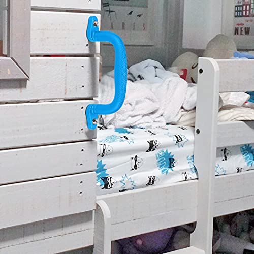 Dolibest 2-Pack Safety Handles for Swing Sets & Playsets - Monkey Bars with Anti-Skid Grip & Finger Indentations, Plastic Grab Handles, Easy Mounting for Climbing Frames, Playhouses, Treehouses - color: Blue-2pcs