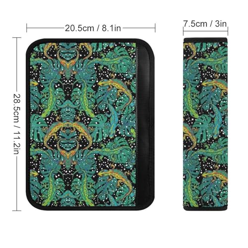 2PCS Reptiles Lizard Palm Car Seat Belt Pad Universal Fit Seat Belt Covers Cushion for Kids, Car Seats Pushchair Strollers High Chair Pushchair, Easy Install (No Tool) - color: Pattern 174
