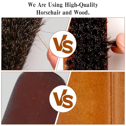 Shoe Brush, Horsehair Shoe Brush Shoe Cleaning Brush Boot Brush for Leather, Shoe Brushes Shoe Shine Brush Brush Shoe Polish Brush for Cleaning and Care Leather Shoes Clean Dauber Applicators