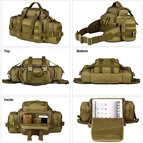 Tactical Assault Gear Sling Pack Hiking Duffle Fanny Packs MOLLE Compact Utility Military Waist Range Bag Heavy Duty EDC Camera Shoulder Backpack (Coyote Brown) - color: Coyote Brown