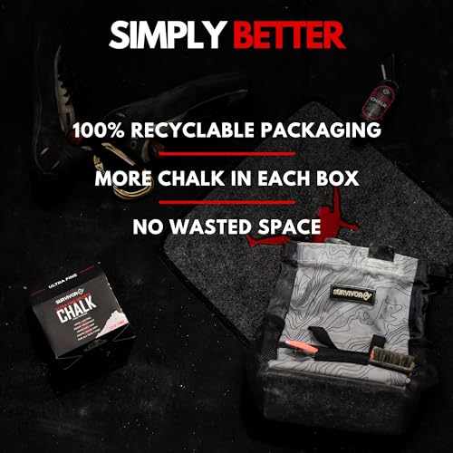 SURVIVOR Chalk Bag + Refillable Chalk Ball + 370g Ultra Fine Climbing Chalk Powder Bundle
