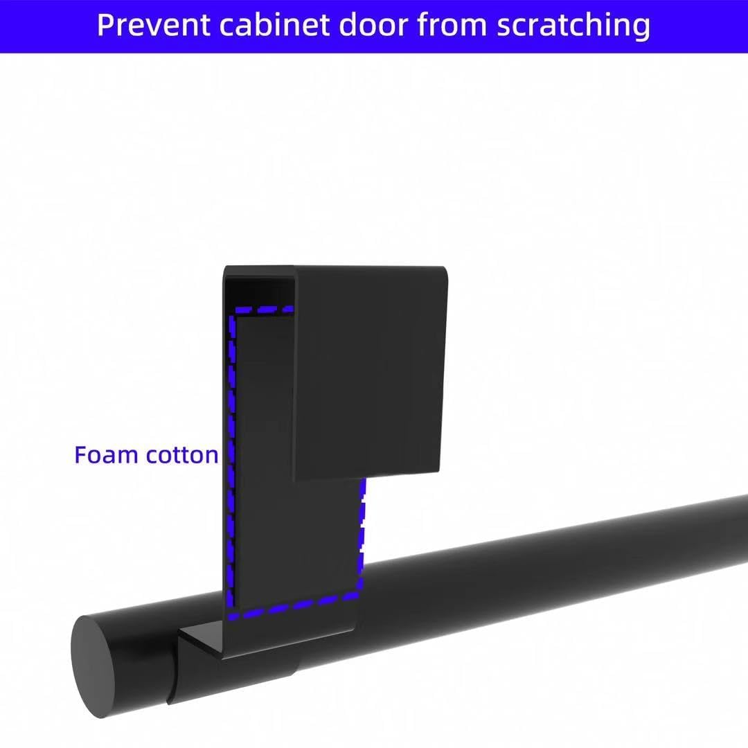 Qflushor Cabinet Door Towel Bar, Kitchen Towel Holder, Matte Black 2 Pack