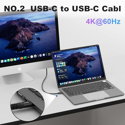 USB C to Ethernet Cable 4FT, 2-in-1 USB C to RJ45 Adapter (1Gbsp Ethernet) & USB C Cable (10G/4K/100W), Thunderbolt 4/5 Compatible, Ideal for MacBook, iPad Pro, XPS, Surface Pro, Essential for Travel - size: 4 FT