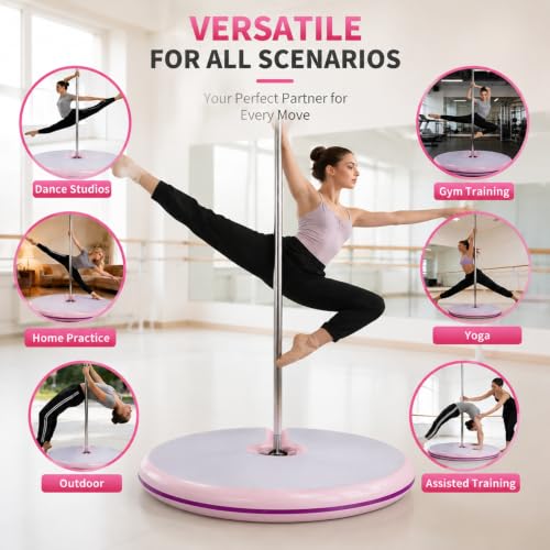Pole Dance Crash Mat, Inflatable Safety Cushion, Folding Crash Exercise Pad, Non-Slip Base, Waterproof, Manual Pump Included for Home & Studio - size: 120*10cm/47.2*3.94in