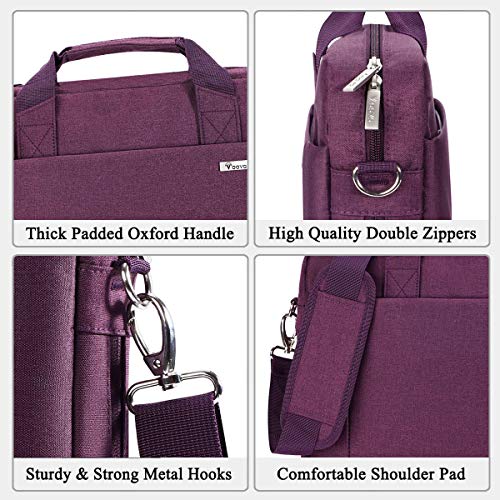 Voova 17.3-17 Inch Laptop Bag, Computer Bag, MacBook Bag, Dark Purple | Expandable splash-proof 17.3-inch laptop messenger bag with removable strap; fits MacBook, HP, Dell, Lenovo and Asus - color: Purple, size: 17-17.3 Inch
