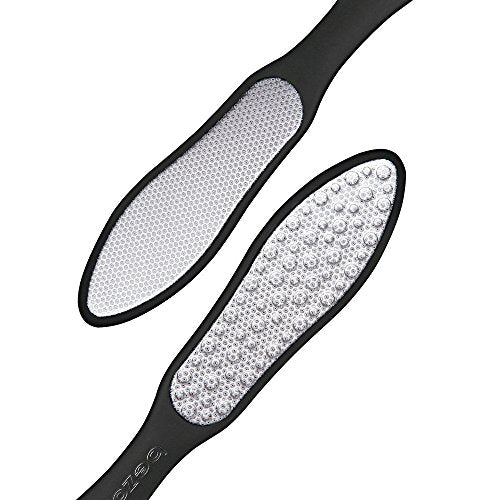 BEZOX Foot File (1 PCS), Double Sided Foot Scraper Callus Remover, Foot Rasp for Cracked Heel and Foot Corn Removal, Stainless Steel Pedicure File W/Cloth Storage Bag - style: Black