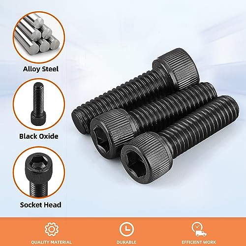 5/16-18 x 2" Socket Head Cap Screws Cap Bolts, 12.9 Grade Alloy Steel Black Oxide, Allen Hex Drive, UNC Coarse Thread Partially Threaded, 10 PCS - size: 5/16-18 x 2"