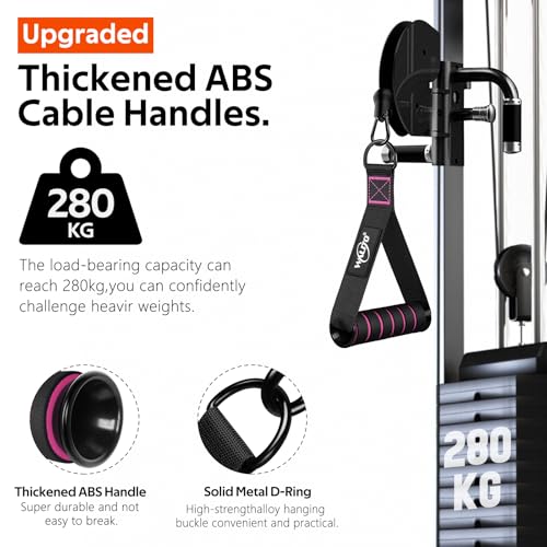 Exercise Handles, Cable Machine Handles for Gym Cable Attachments Training | 2 Pack Heavy Duty Handle with Non Slip Grip for Cable Machines, Pull Down Workouts, Resistance Bands and Home Gym Equipment - color: Black-Pink