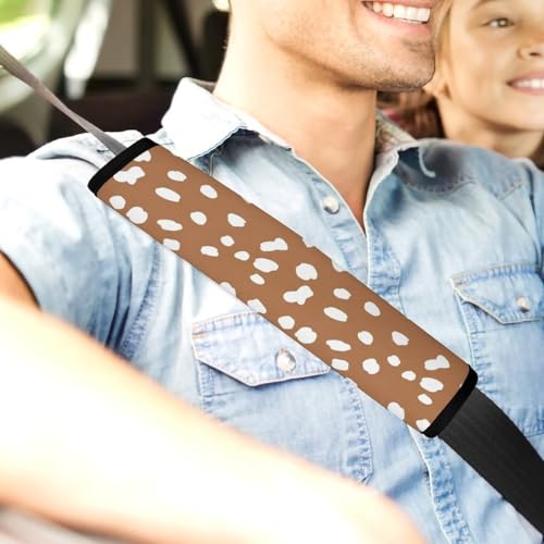 2 Pack White Brown Dots Skin Christmas Deer Print Seat Belt Cover Universal Fit Shoulder Protector for Adults and Children, Most Cars, Comfortable Driving - color: Pattern 177