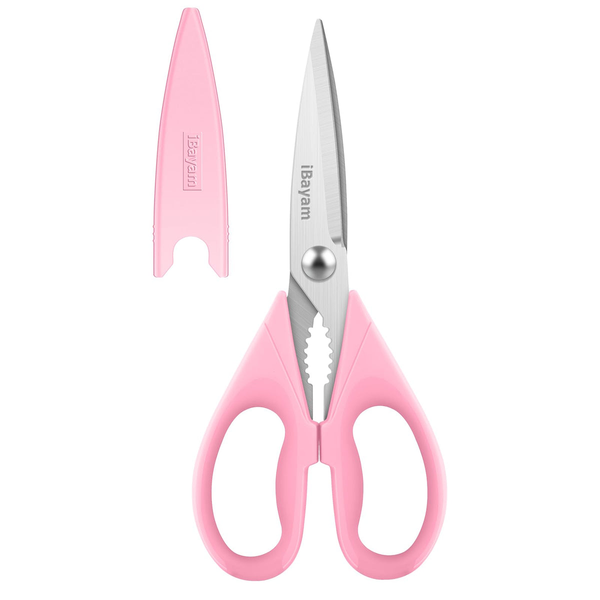 iBayam Pink Kitchen Scissors All Purpose Heavy Duty & Comfort Grip & Cover