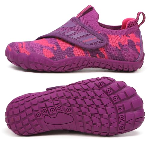 KUBUA Versatile Kids Water Shoes Boys Girls Quick Dry Swim Aqua Socks | Wide Toe Box, Lightweight, Barefoot-Style, Breathable, Beach, Pool, Kayak, Water Parks, Hiking, Toddler, Little Kid, Big Kid - color: Purple, size: 11 Little Kid