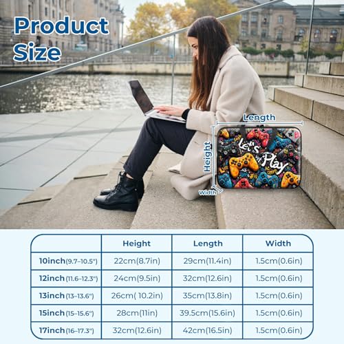 Laptop Sleeve with Handle 17 Inch, Waterproof Laptop Case Bag, Play Games Pattern Design Computer Sleeve Compatible with MacBook Air, Pro, HP, Dell, Lenovo, ASUS - color: Play Games, size: 17inch(16-17.3")
