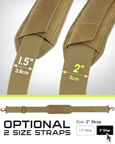 WYNEX Shoulder Strap, 55 inch Universal Bag Strap Replacement with Pad | Single Shoulder Strap with Detachable Thick Pad, Crossbody Bag Strap for Tactical Pouch Tool Bag Messenger Bag Luggage Duffle - color: Khaki, size: 2“ Strap