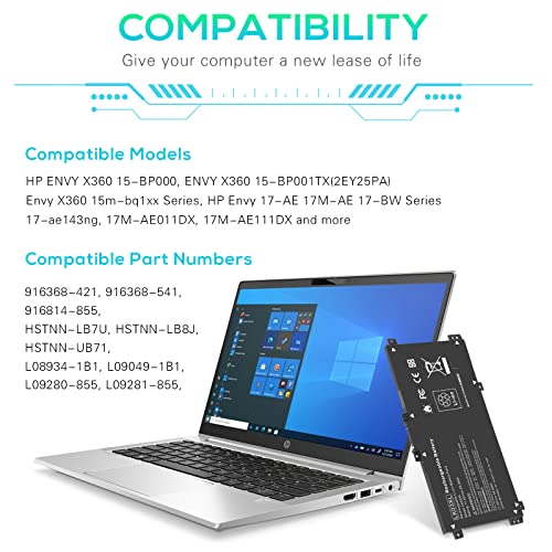 Fancy Buying LK03XL Battery for HP Envy X360 Convertible 15m-bq1xx 15m-bp0xx 15-cr0xxx 15-bq2xx 15-cp0xxx 15t-cn 17-ae1xx 17m-ae011dx 17m-ce0013dx 17t-ce100 L08855-856 l0928-855 - size: 7.87*3.93*0.27inch