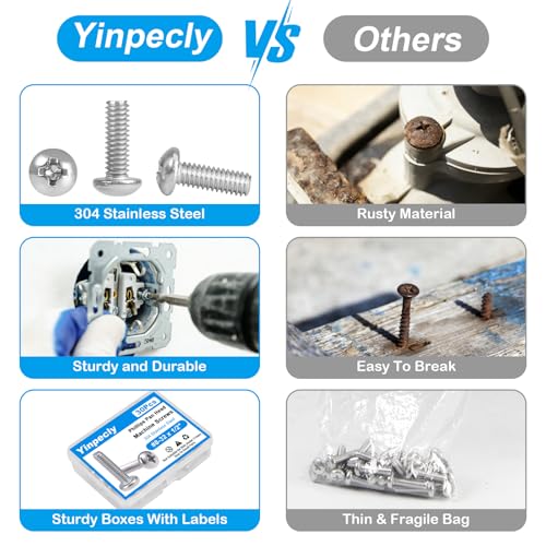 30 Pcs #6-32 x 1/4" Pan Head Machine Screws, 304 Stainless Steel, Truss Head Bolts, Full Thread, Bright Finish, Phillips Drive for Furniture Repairs and 3D Printer - size: #6-32x 1/4"