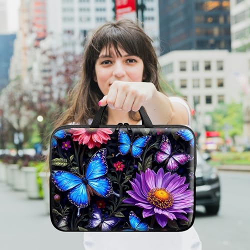 Laptop Sleeve with Handle 13 Inch, Waterproof Laptop Case Bag, Butterfly Flowers Pattern Design Computer Sleeve Compatible with MacBook Air, Pro, HP, Dell, Lenovo, ASUS - color: Butterfly Flowers, size: 13inch(13-13.6")