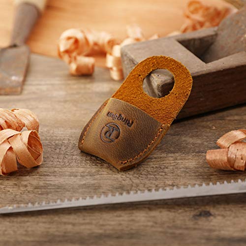 Thumb Guard Wood Carving Tools, Leather Finger Protector, Handmade Carpenter Working Carving Kit Accessories Brown RS40 - color: Brown