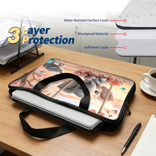 Laptop Bag 15.6 Inch,Resistant Shockproof Laptop Sleeve Case Protective Cover Carrying Case with Handle Compatible for HP Dell Lenovo Acer Asus Notebook Computer,Baby Elephant Swing - color: Baby Elephant Swing, size: 15-15.6 in