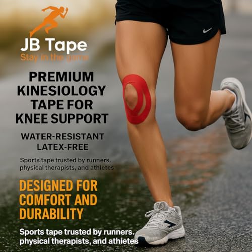 JB Tape Kinesiology Tape, Beige, 80 Precut 10-Inch Strips, 4 Rolls | Elastic, Latex-Free, Water Resistant, Athletic Muscle & Joint Support - color: Beige Neutral