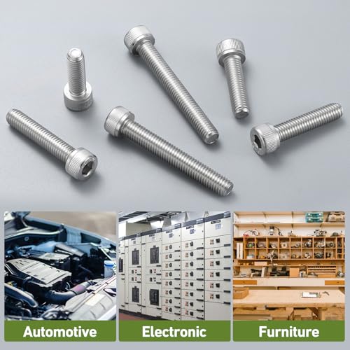 M6-1.0 x 16mm Bolt, 60PCS M6 Hex Socket Head Cap Screws Bolts, 304 Stainless Steel 18-8, Full Threads, Allen Socket Drive, with Hex Spanner - size: M6x16mm