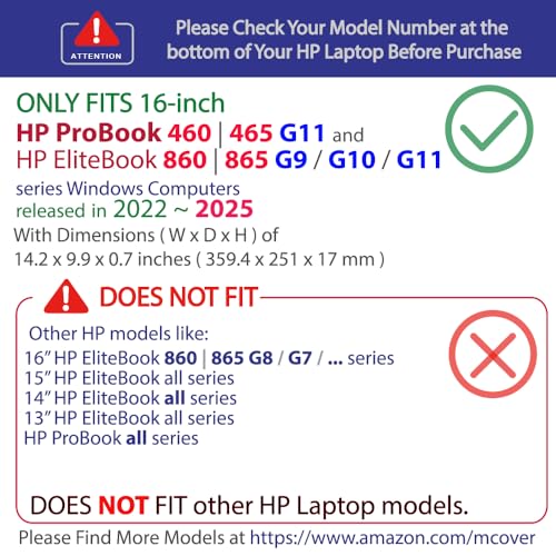 mCover Case Only Compatible for 2022～2025 16" HP ProBook 460 | 465 G11 & EliteBook 860 | 865 G9 G10 G11 Series Windows Notebook PC (Not for Other HP Models)- Blue - color: Blue