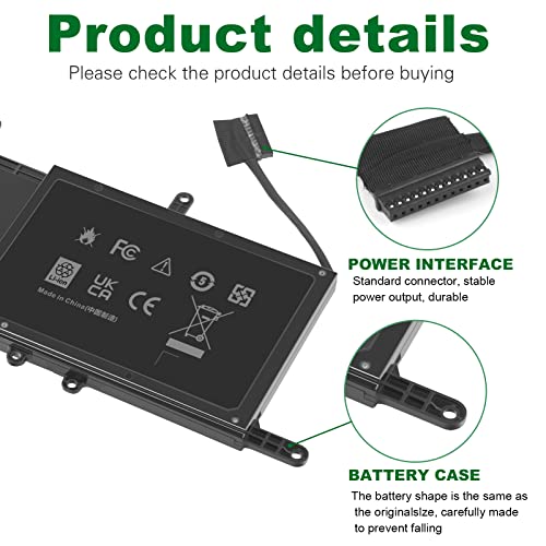 9NJM1 Battery Replacement for Dell Alienware 17 R4 R5 15 R3 R4 Alienware 15 2018 ALW17C-D1758 P31E P31E001 P31E002 P69F P69F001 P69F002, HF250 0HF250 0MG2YH 9NJMI 44T2R MG2YH 01D82 546FF HF25D 0546FF - size: 11.34*4.21*0.51inch