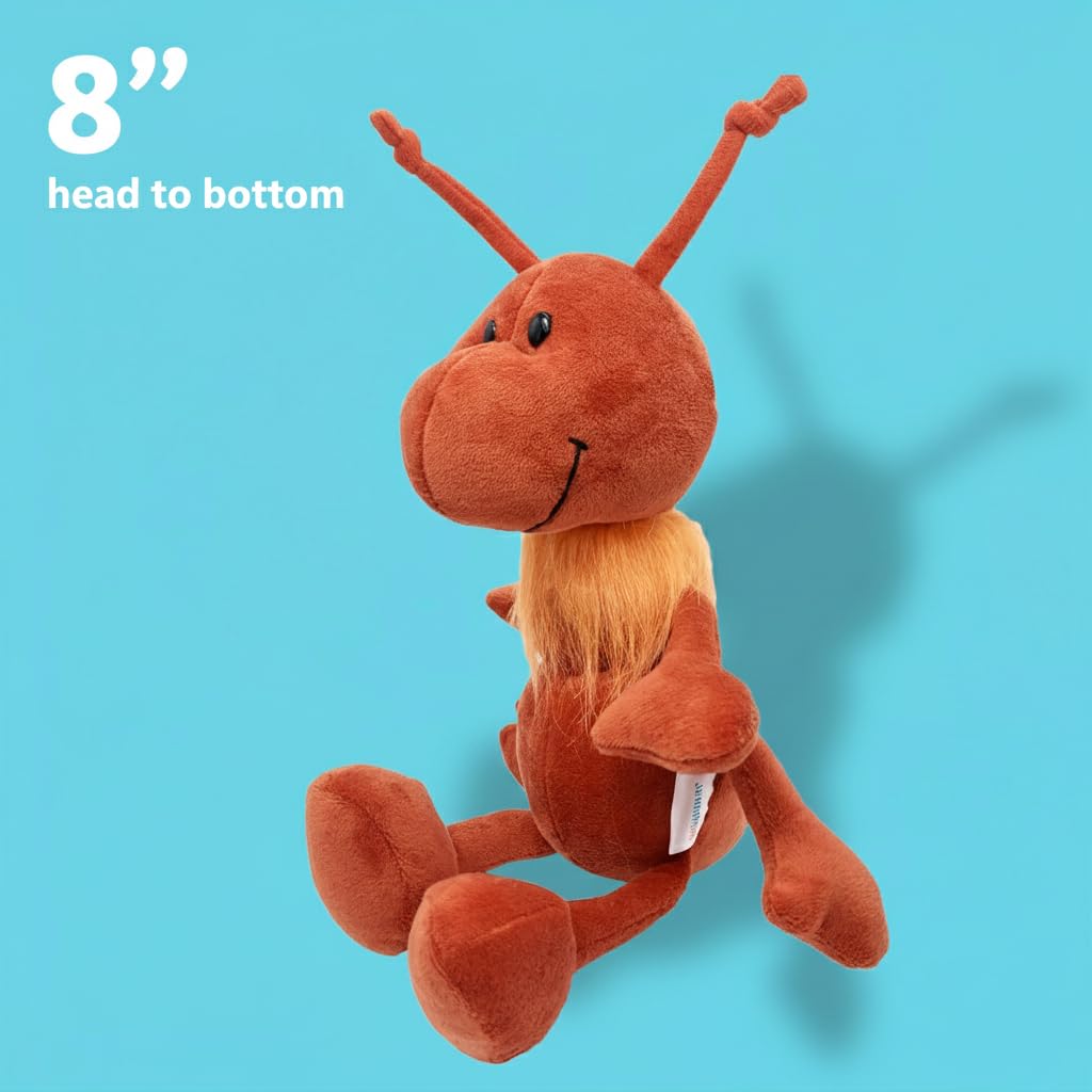 JoyAmigo Ant Plush Stuffed Animal Insect Toy, 8 Inch Soft Red