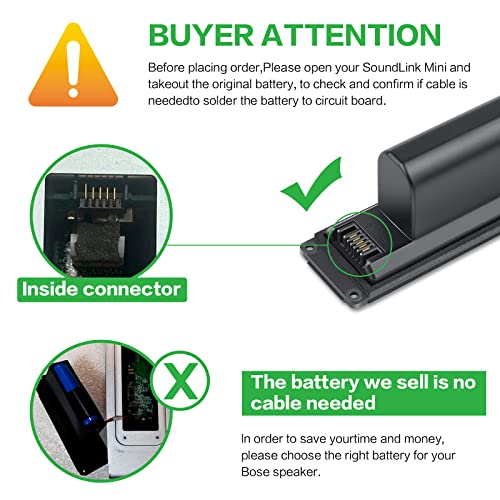 Futurebatt 061384 061385 Battery for Bose Soundlink Mini I one Gen 1 Speaker US Version bateria para 413295 61385 61384 61386 63287 061384 061386 063287 - size: Soundlink Mini 6.10 × 4.13 × 1.97 in