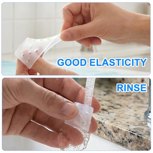 PAGOW 10 pcs Finger Covers for Skin Picking, Reusable Silicone Stop Nail Biting Finger Guard, Breathable Anti Skin Picking Finger Gloves for Nail Biting Prevention, Cuticle Protection, Cracked - Clear - size: style1,clear,10pcs