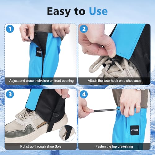 Waterproof Adjustable Hiking Gaiters for Men and Women, Snow Boots-Gaiters for Hiking in Hunting Sand Mud Mountain Climbing Snowshoeing - color: Sky Blue