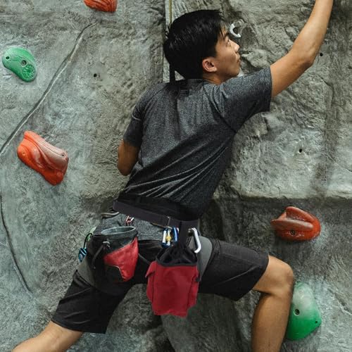 Climbing Chalk Bag for Bouldering with Drawstring Closure Oxford Cloth Non-Slip Chalk Pouch with Zipper Storage Pocket for Rock Climbing and Gym Training
