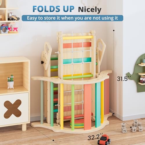 10-in-1 Pikler Triangle Set, Climbing Toys for Kids Rose Garden - color: Rose Garden