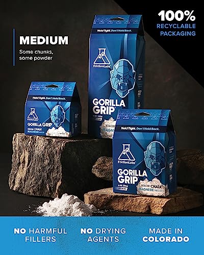Friction Labs Premium Loose Climbing Chalk - High-Performance Hand Chalk with Superior Grip for Bouldering, Climbing, Weightlifting & More - Long Lasting & Skin Friendly Powdered Chalk - size: 2.5 oz/70.8 g - Loose Chalk, style: Chunky Texture - Gorilla G